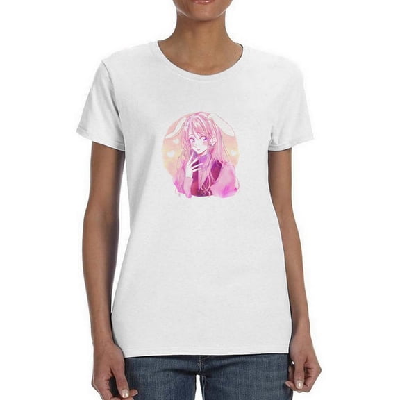 Anime Girl W Bunny Ears T-Shirt Women -Image by Shutterstock, Female XX-Large
