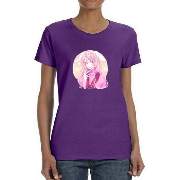 Anime Girl W Bunny Ears T-Shirt Women -Image by Shutterstock, Female x-Large