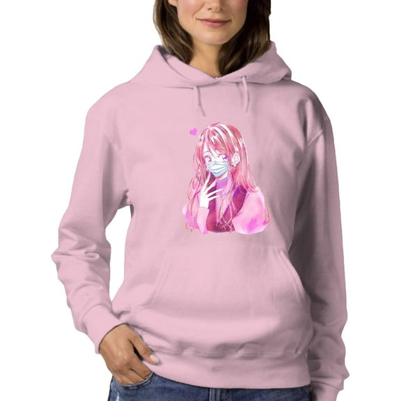 Anime Girl W Face Mask Hoodie Women -Image by Shutterstock, Female 5X-Large