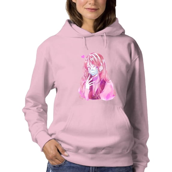 Anime Girl W Face Mask Hoodie Women -Image by Shutterstock, Female Small