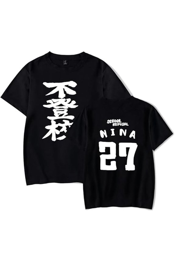 Anime Girls Band Cry Merch Nina Iseri T-shirt Women's men's retro casual summer round neck short sleeved T-shirt