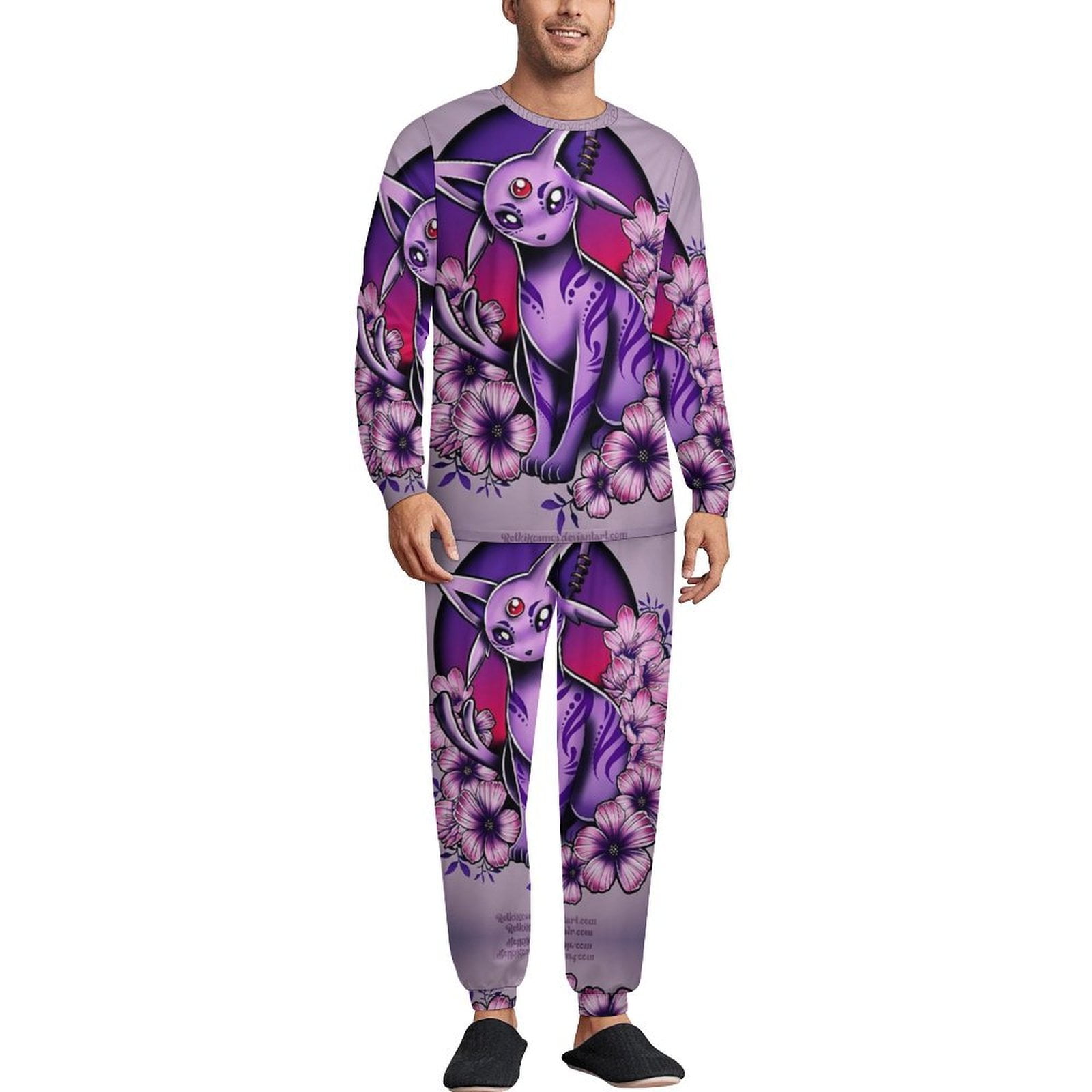 Anime Go Eevee Evolutions Mens Pajamas Set Long Sleeve Sleepwear ...