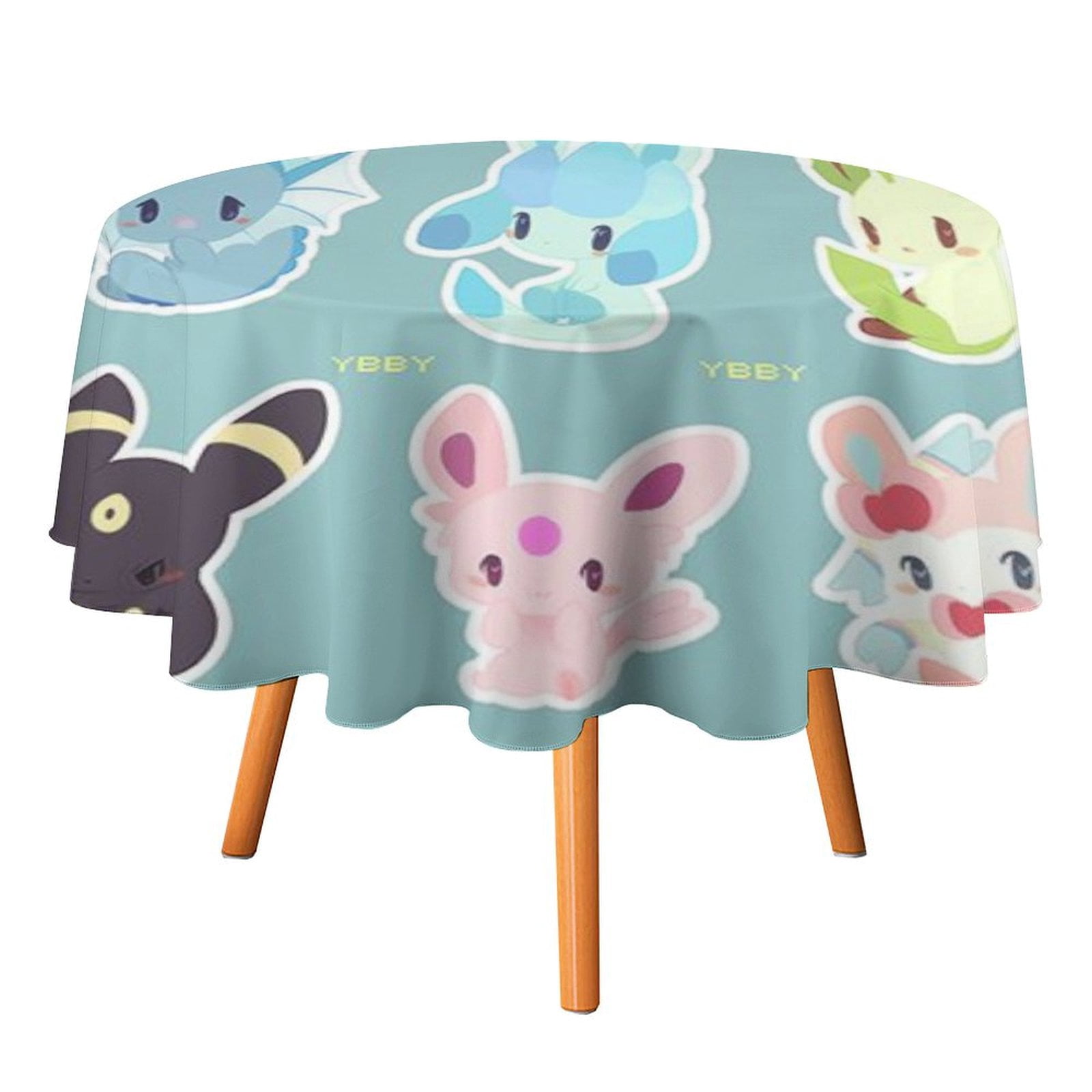 Anime Go Eevee Evolutions Table Cloth Round Tablecloth Polyester Table ...