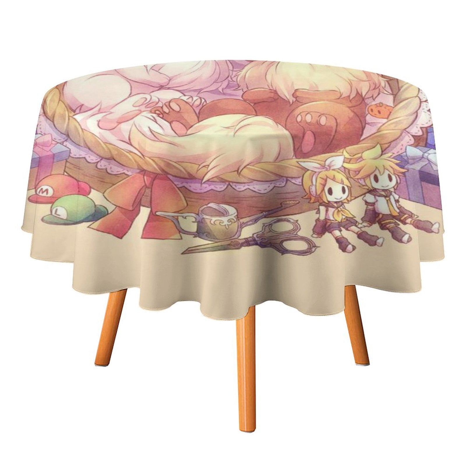 Anime Go Eevee Evolutions Table Cloth Round Tablecloth Polyester Table ...