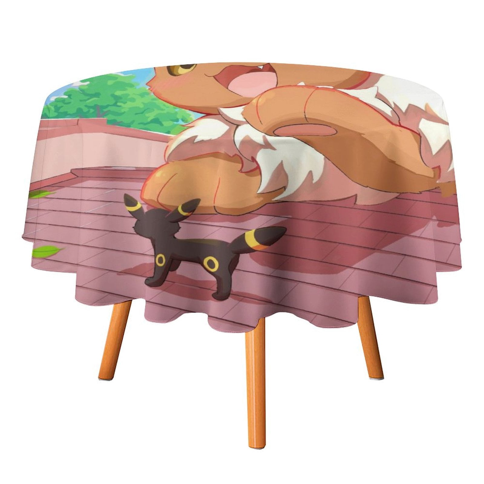Anime Go Eevee Evolutions Table Cloth Round Tablecloth Polyester Table ...