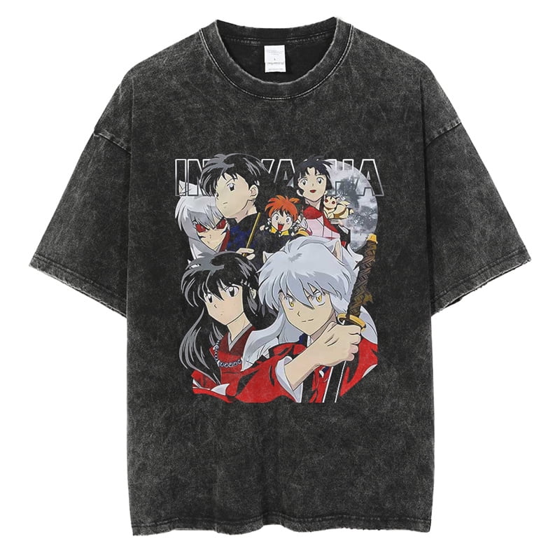 Men Fashion Oversized Anime Print T-Shirt Summer Black Men Fashion Oversized Anime Print T-Shirt Summer Black
