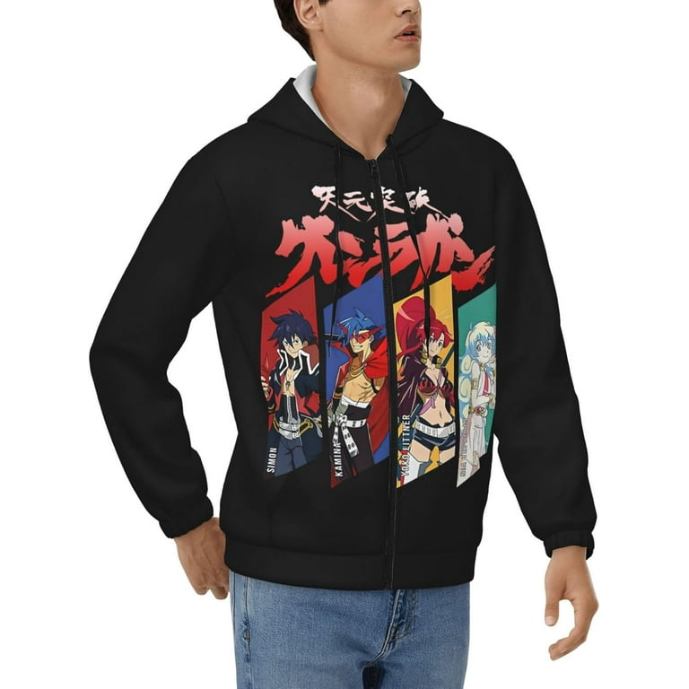 Anime Gurren Lagann Hoodie Men s Zip Pullover Hooded Long Sleeve Sweatshirt Jacket