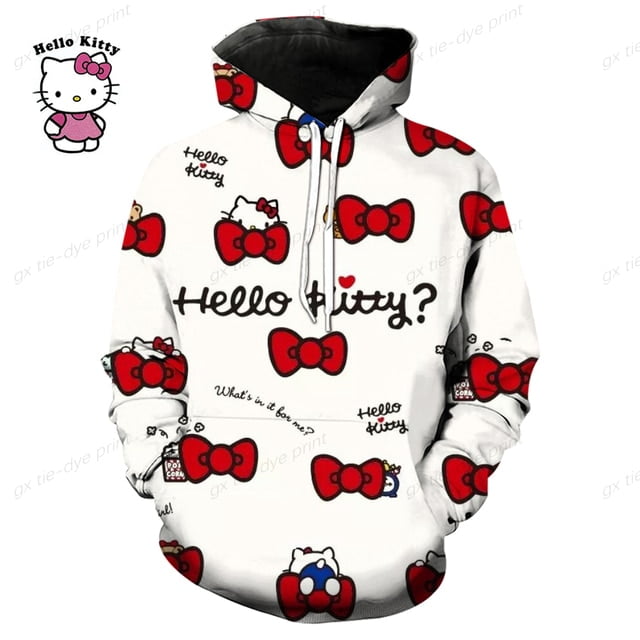 Anime HELLO KITTY Hoodies HELLO KITTY Print Pocket Jacket Hip Hop ...
