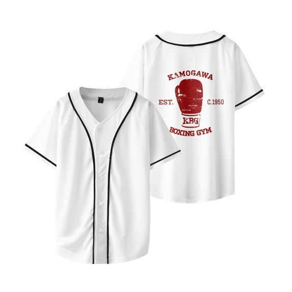 Anime Hajime no Ippo Baseball Shirt Fashion Jersey Unisex Short Sleeve V Neck Summer Tops