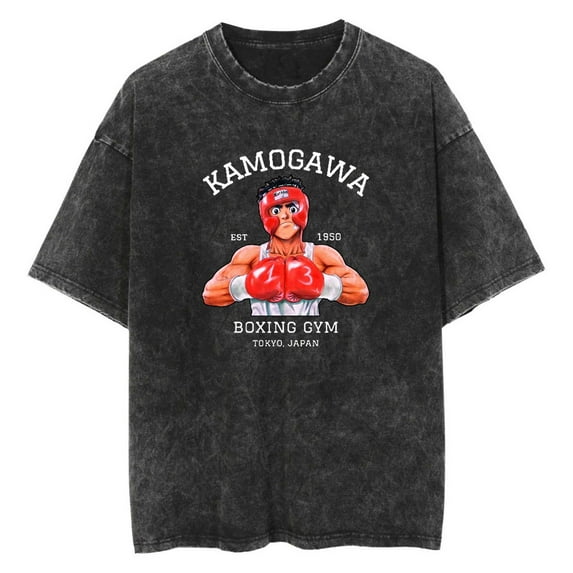 Anime Hajime no Ippo Washed Vintage T-Shirt Merch Casual Short Sleeved T Shirt Unisex TShirt