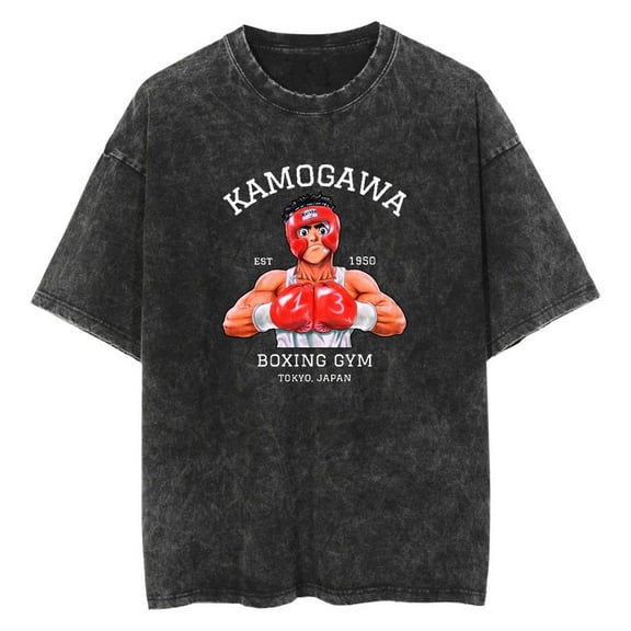 Anime Hajime no Ippo Washed Vintage T-Shirt Merch Casual Short Sleeved T Shirt Unisex TShirt