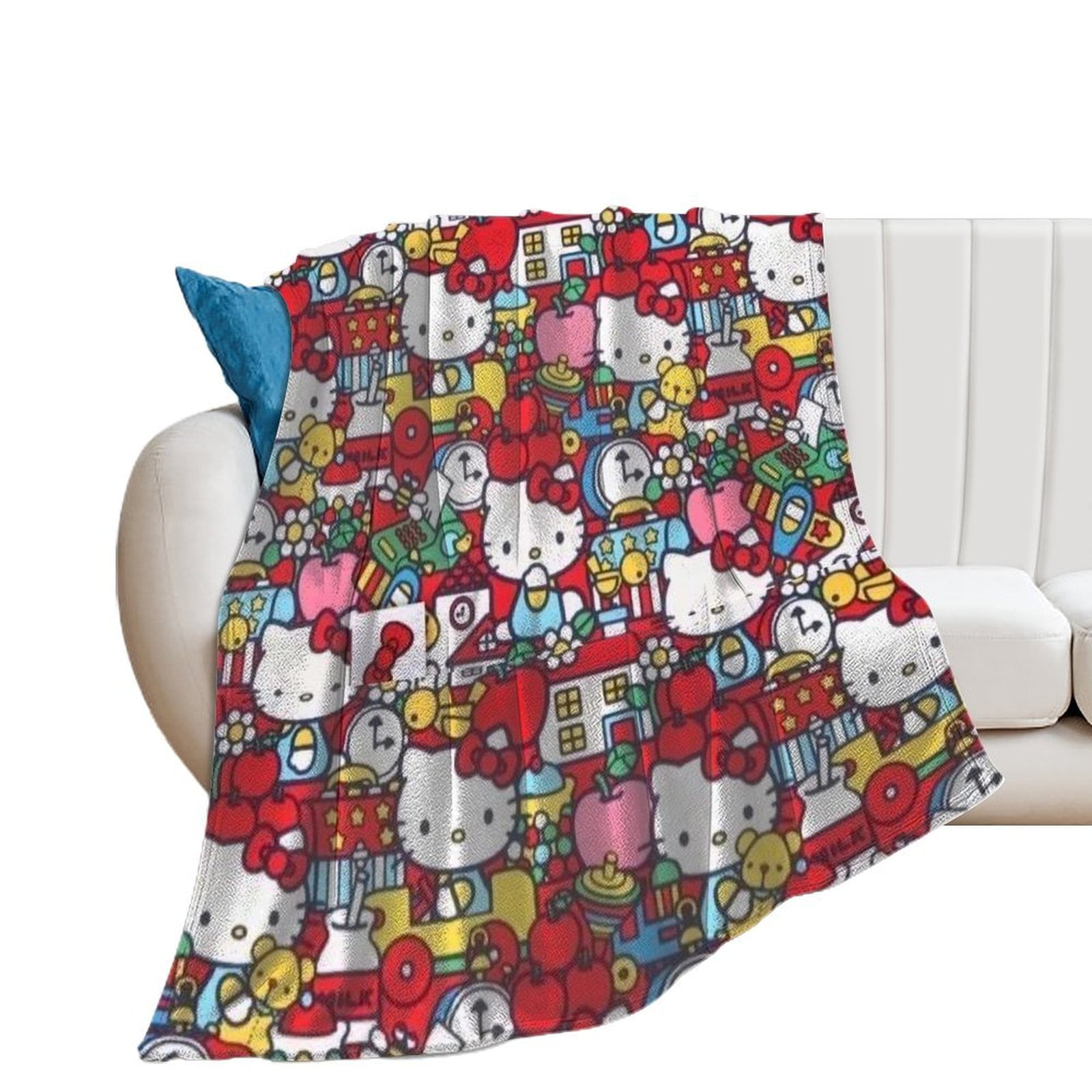 Anime Hello Kitty Blanket Flannel Throw Cartoon Soft Plush Merry