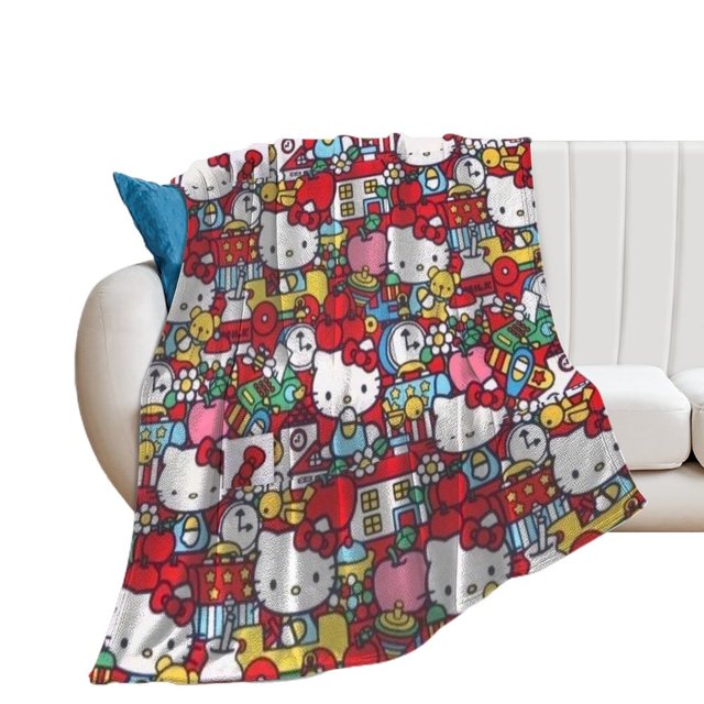 Anime Hello Kitty Blanket Flannel Throw Cartoon Soft Plush Merry