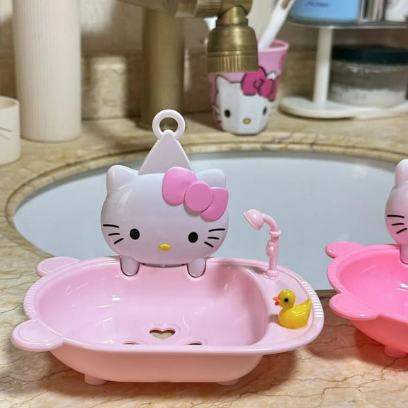 Anime Hello Kitty Cartoon Soap Box Personality Creativity Kawaii Drain Household Bathroom Dormitory Kt Soap Dish Life Supplies