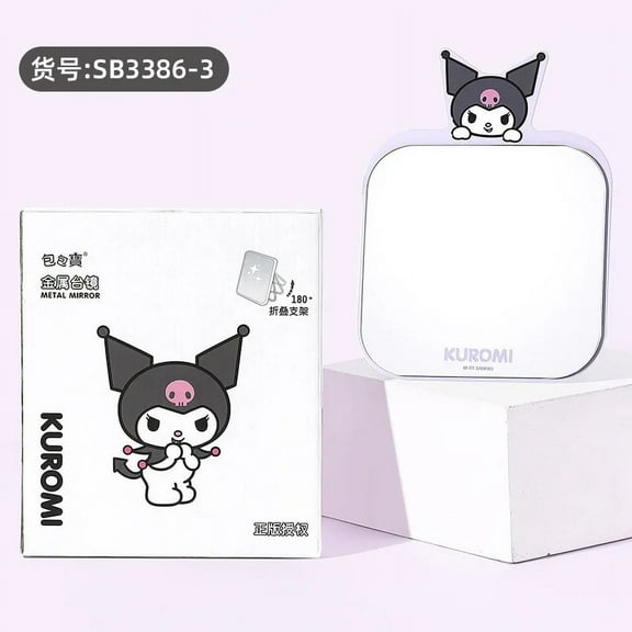 Anime Hello Kitty Sanrio Kuromi Cosmetic Mirror Makeup Desktop One-way Mirrors Kawaii Metal Table Mirror for Dormitory Home Gift