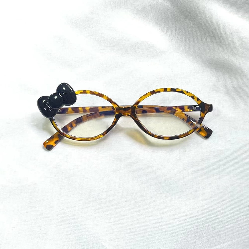 Anime Hello Kitty Y2K Eyeglass Frame Retro Glasses Kawaii Leopard Print ...