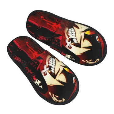Anime Hellsing Furry Slippers For Men Women Fuzzy House Slippers Winter Anti-Slip Indoor And Outdoor Slip On Shoes Medium