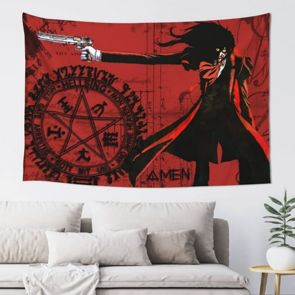 Anime Hellsing Tapestry Wall Hanging Home Decoration Wall Blanket Dormitory Living Room Bedroom Backdrop Poster( 60x40inch)