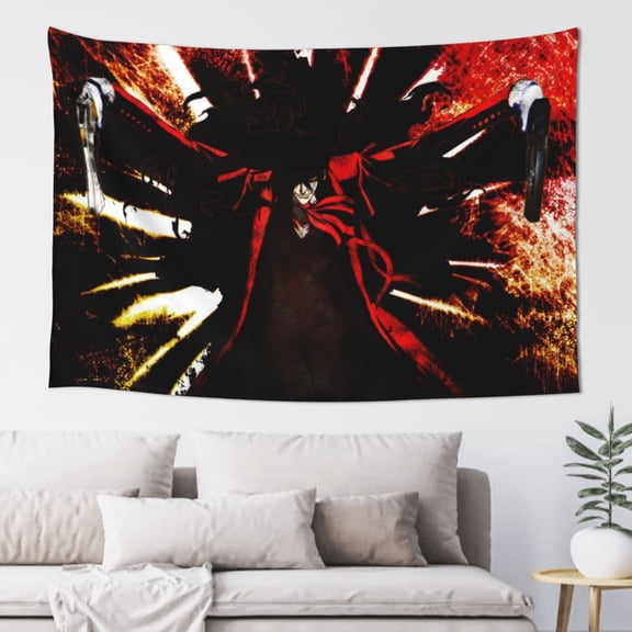 Anime Hellsing Tapestry Wall Hanging Home Decoration Wall Blanket Dormitory Living Room Bedroom Backdrop Poster( 60x40inch)