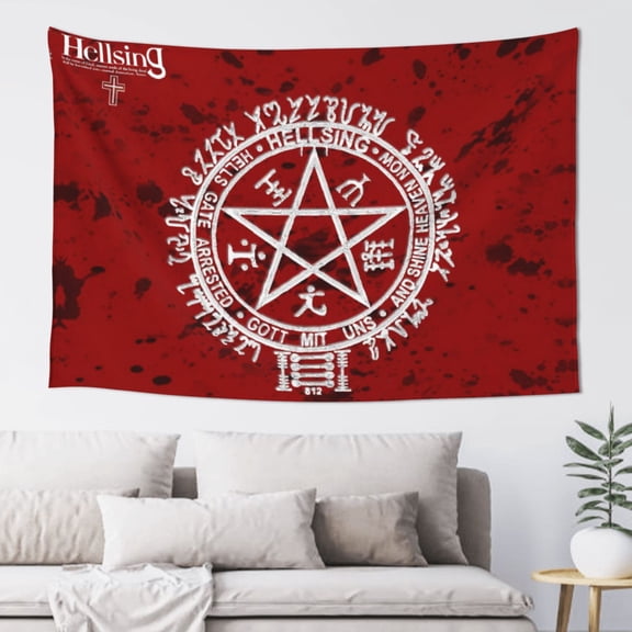 Anime Hellsing Tapestry Wall Hanging Home Decoration Wall Blanket Dormitory Living Room Bedroom Backdrop Poster( 60x40inch)