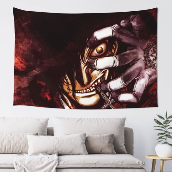 Anime Hellsing Tapestry Wall Hanging Home Decoration Wall Blanket Dormitory Living Room Bedroom Backdrop Poster( 60x40inch)