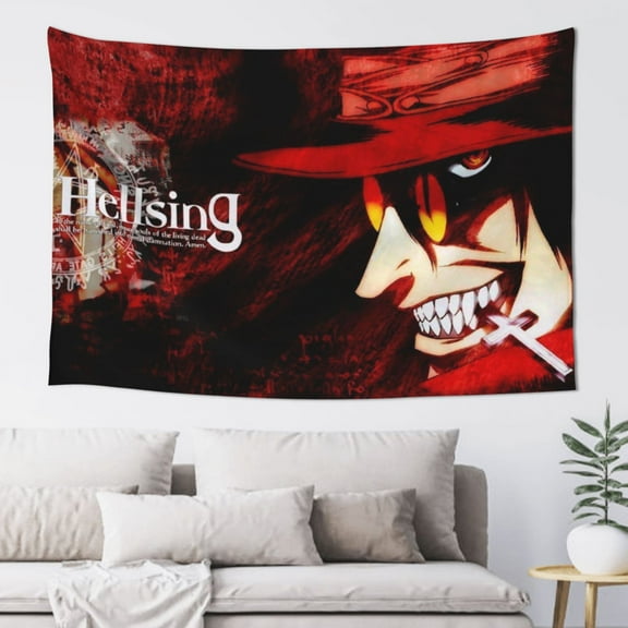 Anime Hellsing Tapestry Wall Hanging Home Decoration Wall Blanket Dormitory Living Room Bedroom Backdrop Poster( 60x40inch)