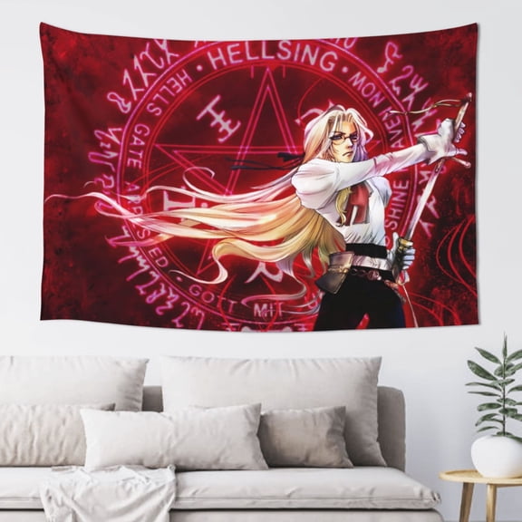 Anime Hellsing Tapestry Wall Hanging Home Decoration Wall Blanket Dormitory Living Room Bedroom Backdrop Poster( 60x40inch)