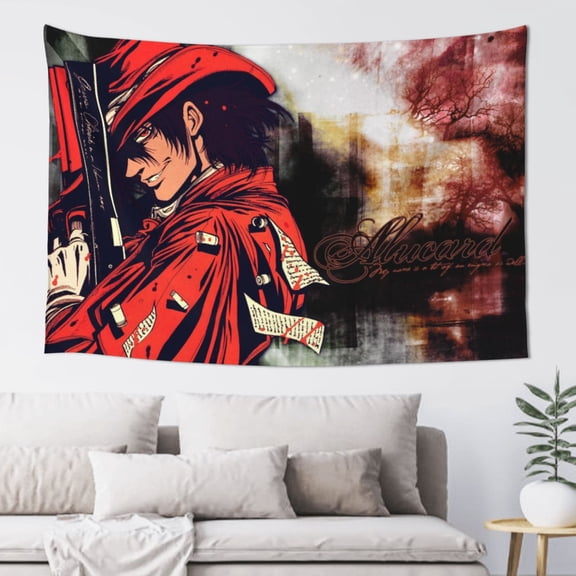 Anime Hellsing Tapestry Wall Hanging Home Decoration Wall Blanket Dormitory Living Room Bedroom Backdrop Poster( 60x40inch)