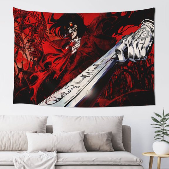 Anime Hellsing Tapestry Wall Hanging Home Decoration Wall Blanket Dormitory Living Room Bedroom Backdrop Poster( 60x40inch)