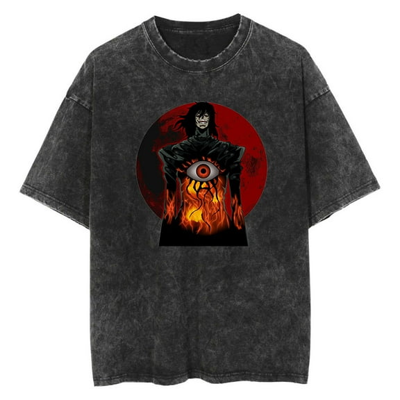 Anime Hellsing Washed Vintage T-Shirt Merch Casual Short Sleeved T Shirt Unisex TShirt