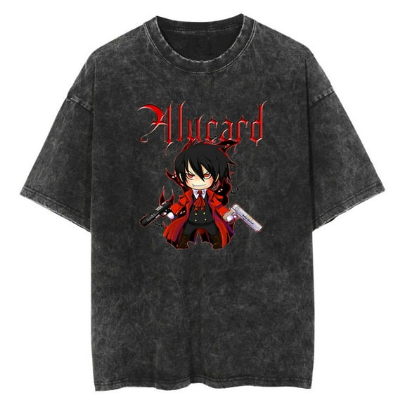 Anime Hellsing Washed Vintage T-Shirt Merch Casual Short Sleeved T Shirt Unisex TShirt