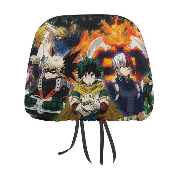 Anime My Hero Academia Car Headrest Cover 2 Pcs Vehicles Seat Pillow Cover Protector Accessories Decor Auto Front/Rear Seats Head Rest Cover 2 Pcs Universal Fit Most Cars Sedan SUV Van