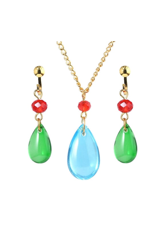 Anime Howl's Moving Castle Water Drop Resin Earrings Necklace Jewelry Set