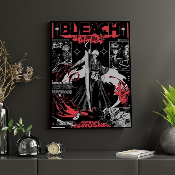 Anime Ichigo Kurosaki Poster, Bleach Manga Wall Art Unframed Size 24''x36'' GooGate