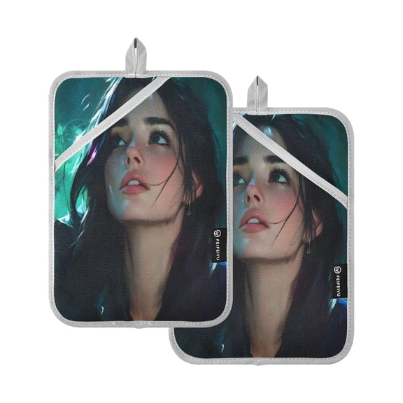 Anime Idol Pot Holder Set 2 Piece Non-Slip Oven Hot Pads Heat Resistant Durable 7x9.8in