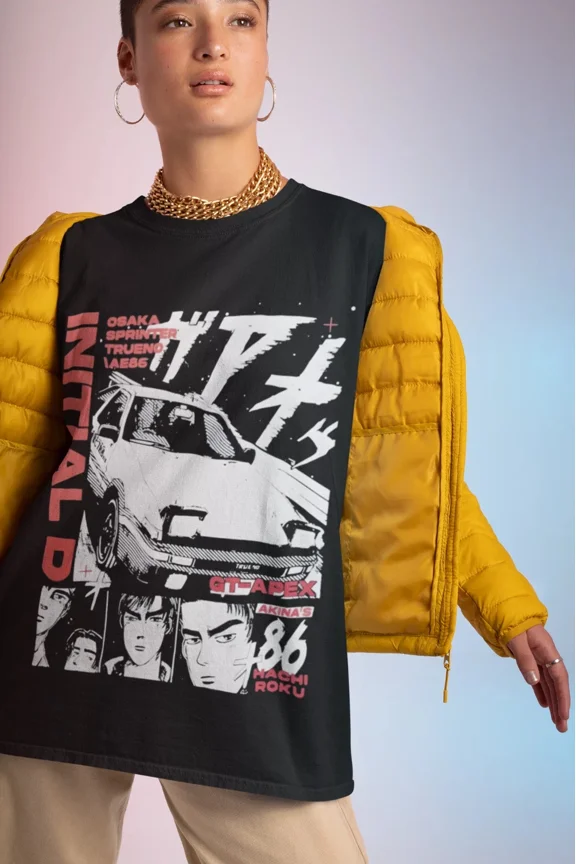Anime Initial D Takumi Fujiwara Black T Shirt Size S - 5Xl