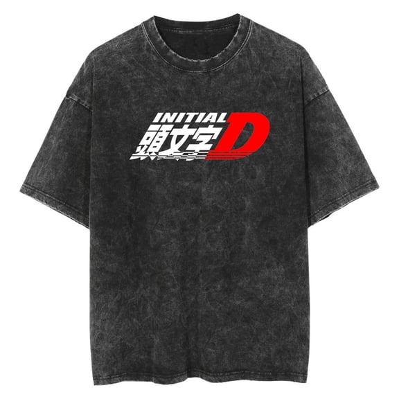 Anime Initial D Washed Vintage T-Shirt Merch Casual Short Sleeved T Shirt Unisex TShirt