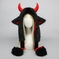 thumbnail image 1 of Anime Inspired Faux Fur Hat with Animal Ears, Cute Winter Beanie for Role Play Parties, Trendy Unisex Ear Protection Hat(Black), 1 of 8