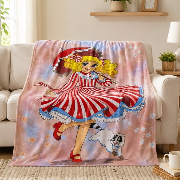 Anime-Inspired Fleece Throw Blanket, 280 GSM Polyester Sofa Blanket