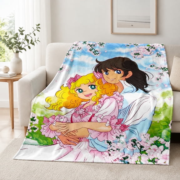 Anime-Inspired Fleece Throw Blanket, Soft Polyester Sofa Blanket