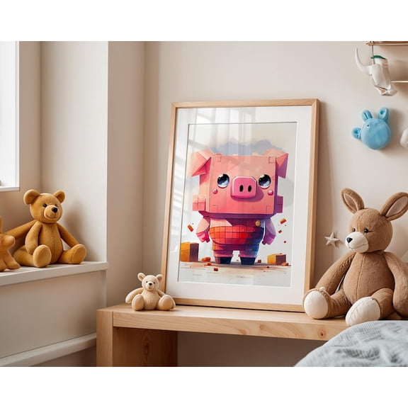 Anime Inspired Minecraft Poster – Pixel Fantasy Wall Art Print 8x12 UNFRAMED