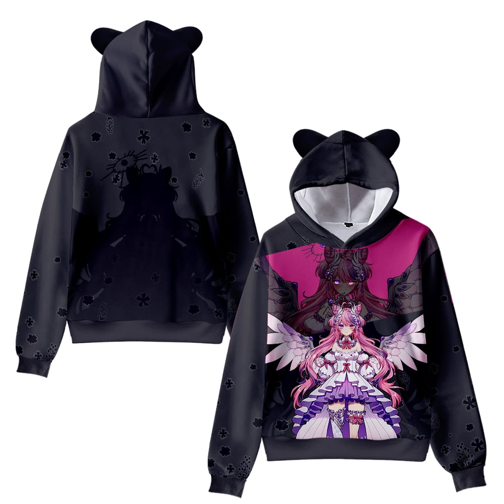 Anime Ironmouse Cute 3D Print Cosplay Men Women Bear Ears Kawaii Hoodie Casual Long Sleeve Sweatshirt Walmart