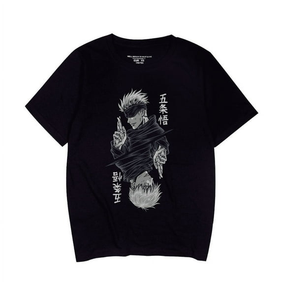 Anime Itadori Yuji short sleeve Satoru Gojo t-shirt round neck casual summer black and white top