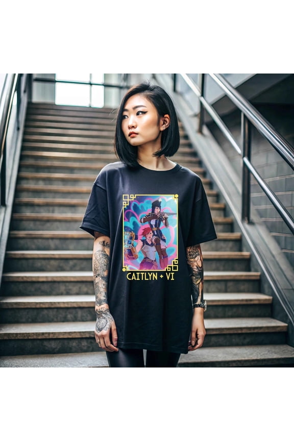 Anime Jinx Arcane Neon Graffiti League Of Legends Sister Rivalry T-shirt