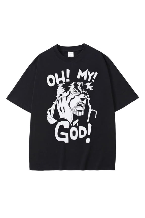 Anime JoJo's Bizarre Adventure T-shirt Summer JoJo T-shirt Printed Joseph Joestar Short Sleeve Loose Cotton Tee