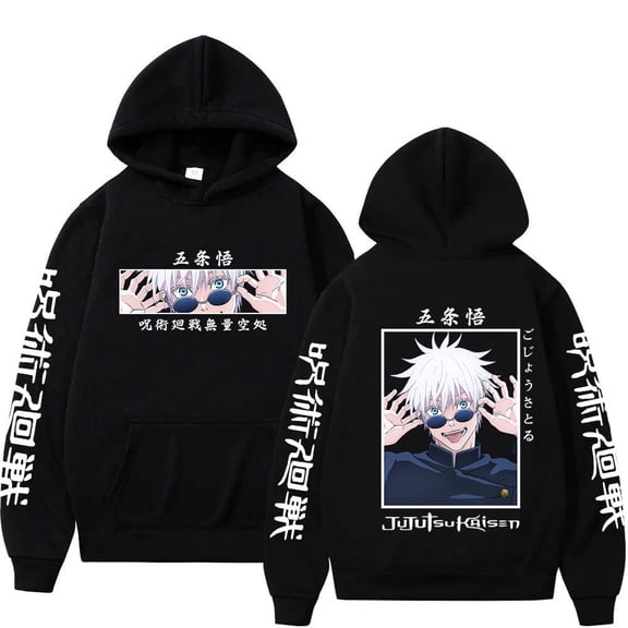 Anime Jujutsu Kaisen Sweatshirts Satoru Goj Versatile Unisex Cosplay Hoody,XS,Black