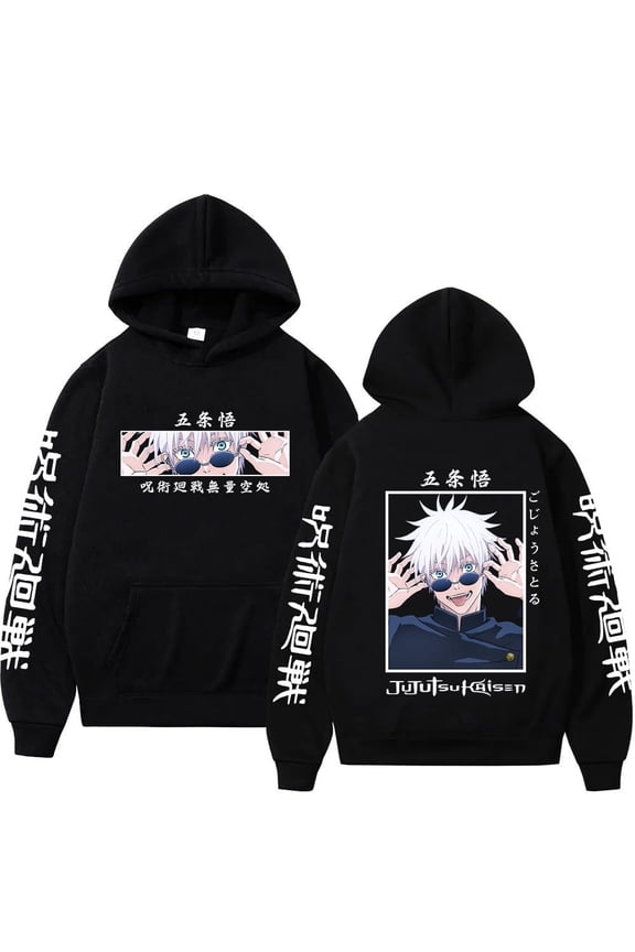 Anime Jujutsu Kaisen Sweatshirts Satoru Goj Versatile Unisex Cosplay Hoody,XS,Black
