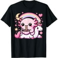 thumbnail image 1 of Anime Kawaii Axolotl Eating Ramen Noodles Softstyle Unisex T-Shirt,Black Color,Size 2T, 1 of 5