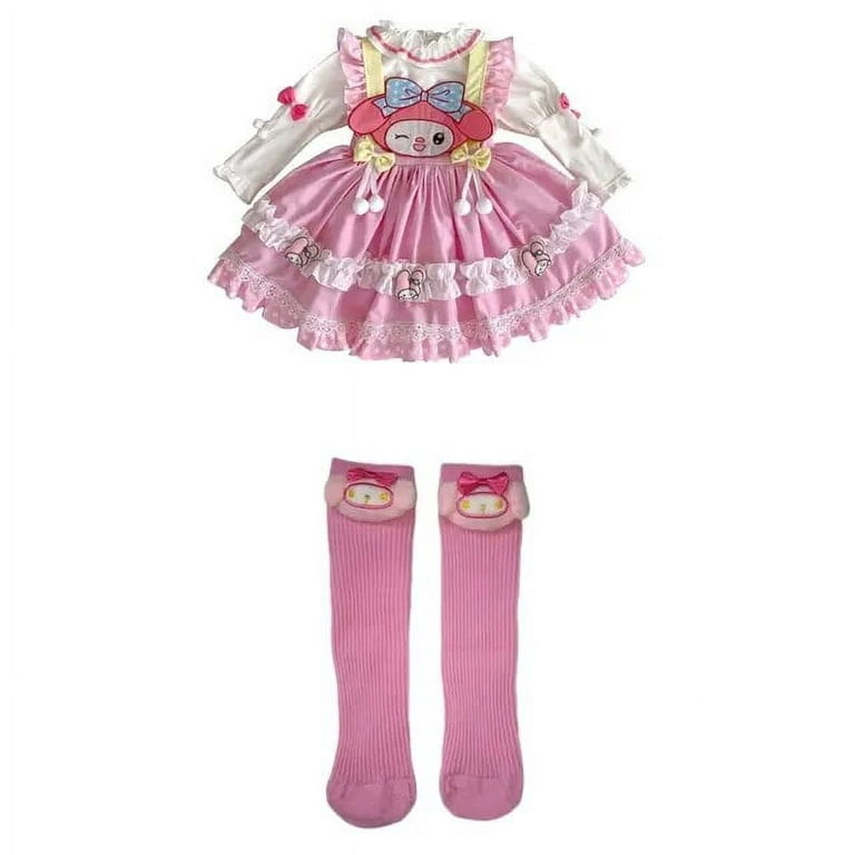 Anime Kawaii Sanrios My Melody Kuromi Lolita Kids Princess Dress  Comfortable Sweet Cute Girl Tutu Skirt Toddler Birthday Clothse