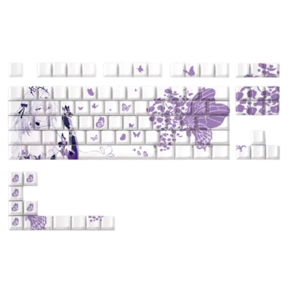 Anime Keycap Set Butterfly Design, cherry Profile 5-Side Dye-Sublimation PBT Keycaps for 60/65/68/75/87 Mechanical Keyboards